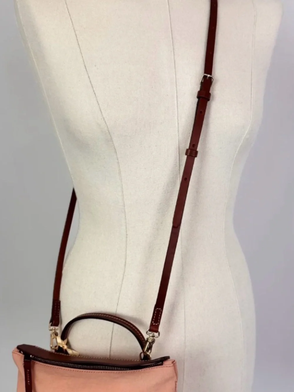 Pink and Brown Top-Handle Crossbody Bag